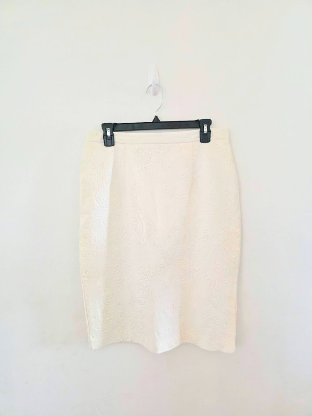 Kingdom & State Ivory Textured Floral Jacquard Pencil Skirt XL Like New